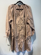 J-Crew Tie-Sleeve Dress In Cotton Poplin Beige Size 2x Quiet Luxury