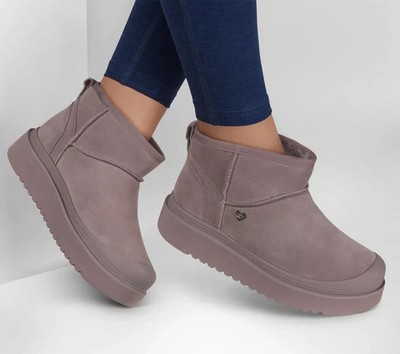 Woman Skechers BOBS Dakota-Snug Stompers Bootie 114622 Color Quail Brand New