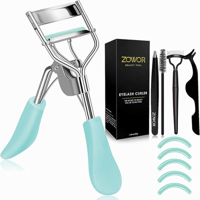 Eyelash Curler with Comb and Brush Fit All Eye Shape Curved Eyelash Curlers with