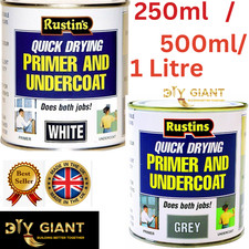 Rustins Quick Dry Primer & Undercoat Interior Exterior Use 250/500ml White /Grey