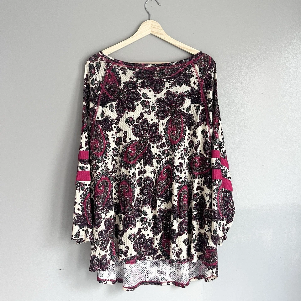 Top túnica Cato manga larga tejido gofre floral cuello redondo bolsillos 25/28W nuevo con etiquetas Foto 2 de 4