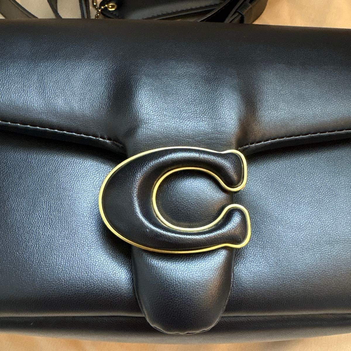 COACH Pillow Tabby Shoulder Bag Black Leather Womens 2way image 4