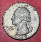 1939D US Washington SILVER Quarter! "DENVER" Mint! XF! Old US Coin!