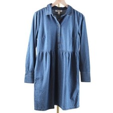 Nine West Jeans Womens Blue Denim Shirt Dress Long Sleeve Small BRENTWOOD