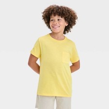 Boys' Short Sleeve Pocket T-Shirt - Cat Jack Yellow M Cotton NWT