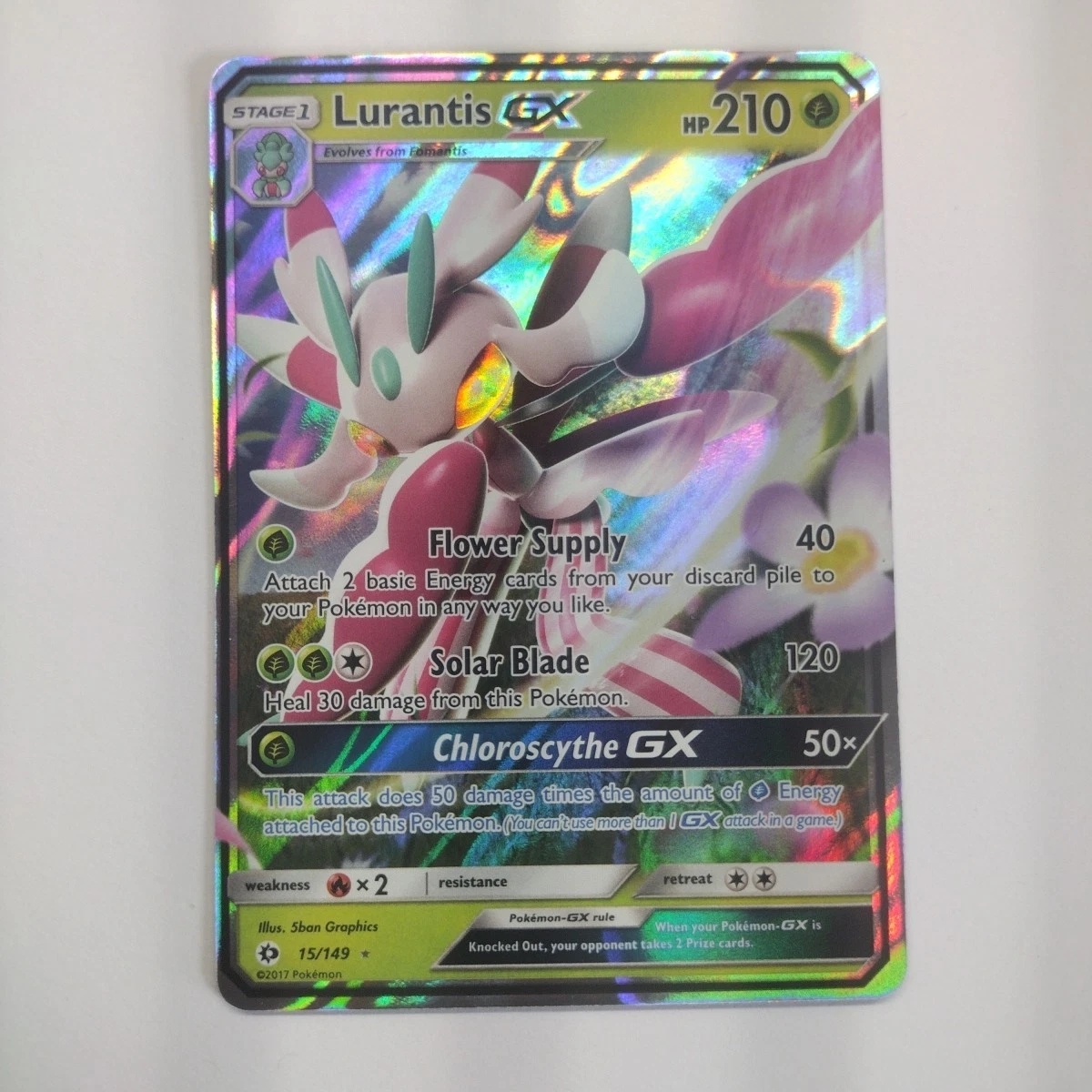 Pokemon TCG LURANTIS GX 15/149 Full Art Ultra Rare Sun & Moon (NM-MT)