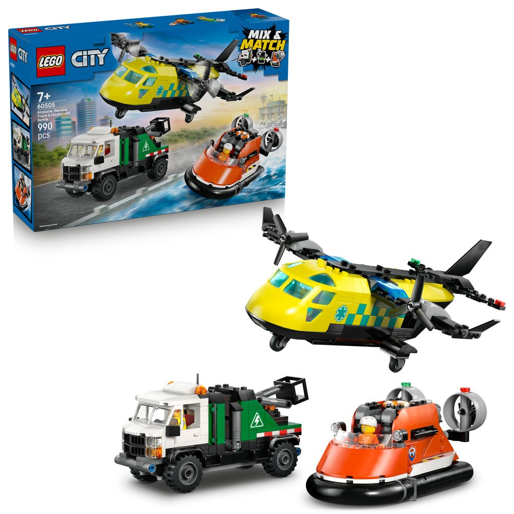 Lego Boys City Airplane Service Truck Hovercraft Remix - Image 4