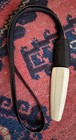 CHUNKY SIGNED MONIES LEATHER BONE HUGE PENDANT NECKLACE GERDA LYNGGAARD DESIGN — photo 2