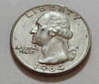 1964 Washington Quarter • NMM 90% Silver • Strong Detail    X166