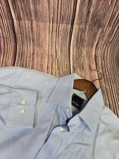 David Donahue Dress Shirt Mens L/S 15 32/33 Blue Regular Fit Cotton Button Up