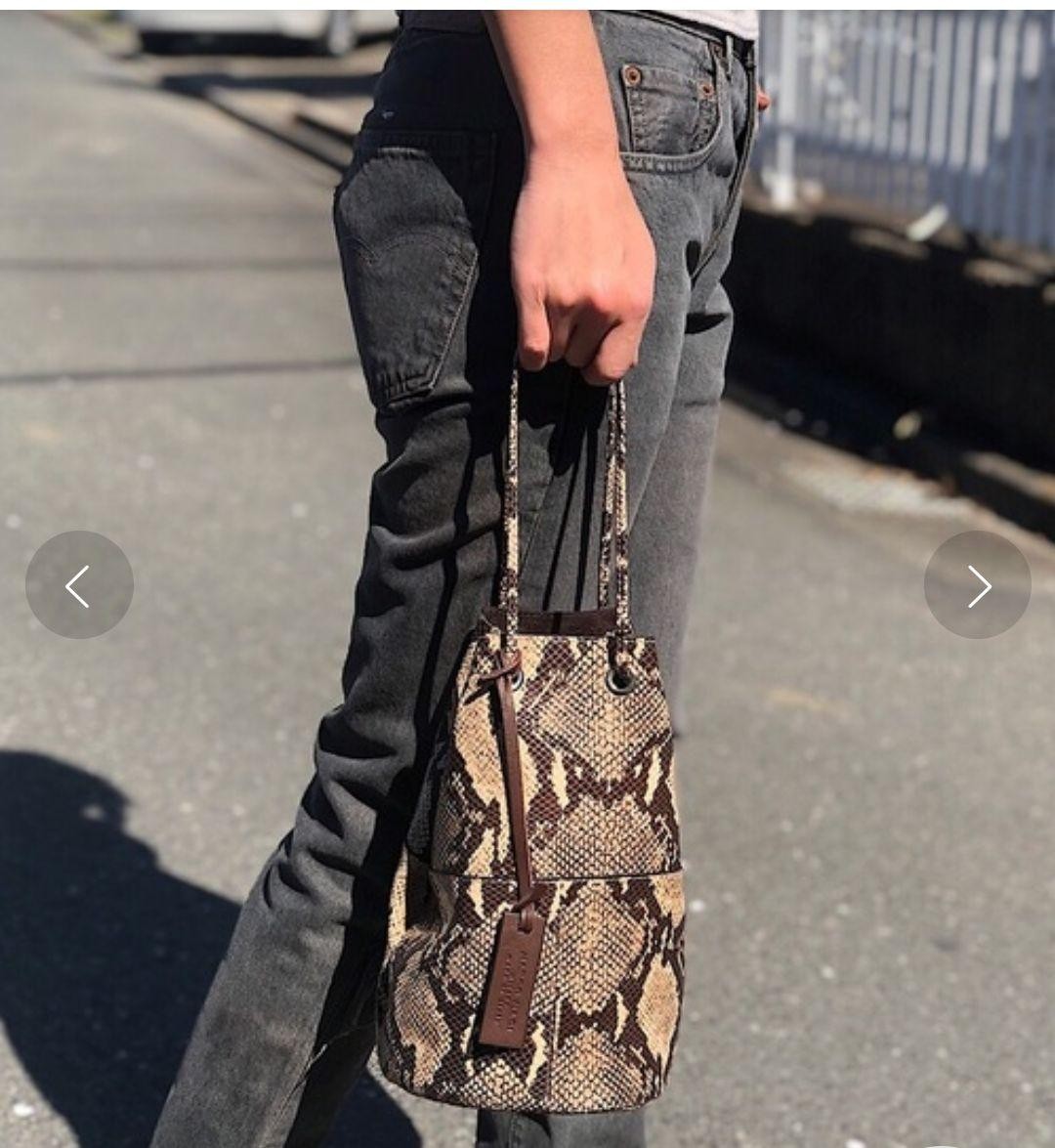 Marco Masi Python Leather Drawstring Bag, Shoulde… - image 3