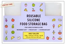 Trader Joe's Reusable Silcone Food Storage Bag Half Gallon Limited Edition NEW
