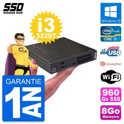 Ultra Mini PC Lenovo M72e Tiny USFF i3-3220T RAM 8GB SSD 960GB Windows 10 Wifi