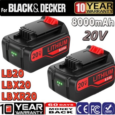 8.0Ah 20V LB2X4020 Battery FOR Black and Decker 20V MAX Lithium LBXR20 LBX20