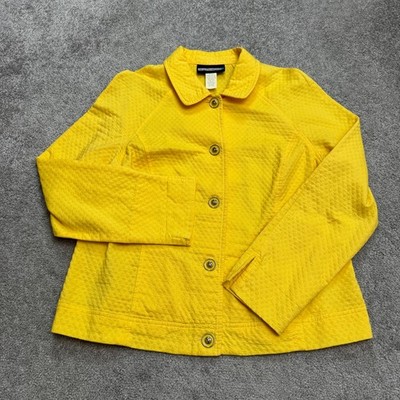 Requirements Textured Cotton Blazer Jacket Womens Plus 1X Yellow Button Up Work