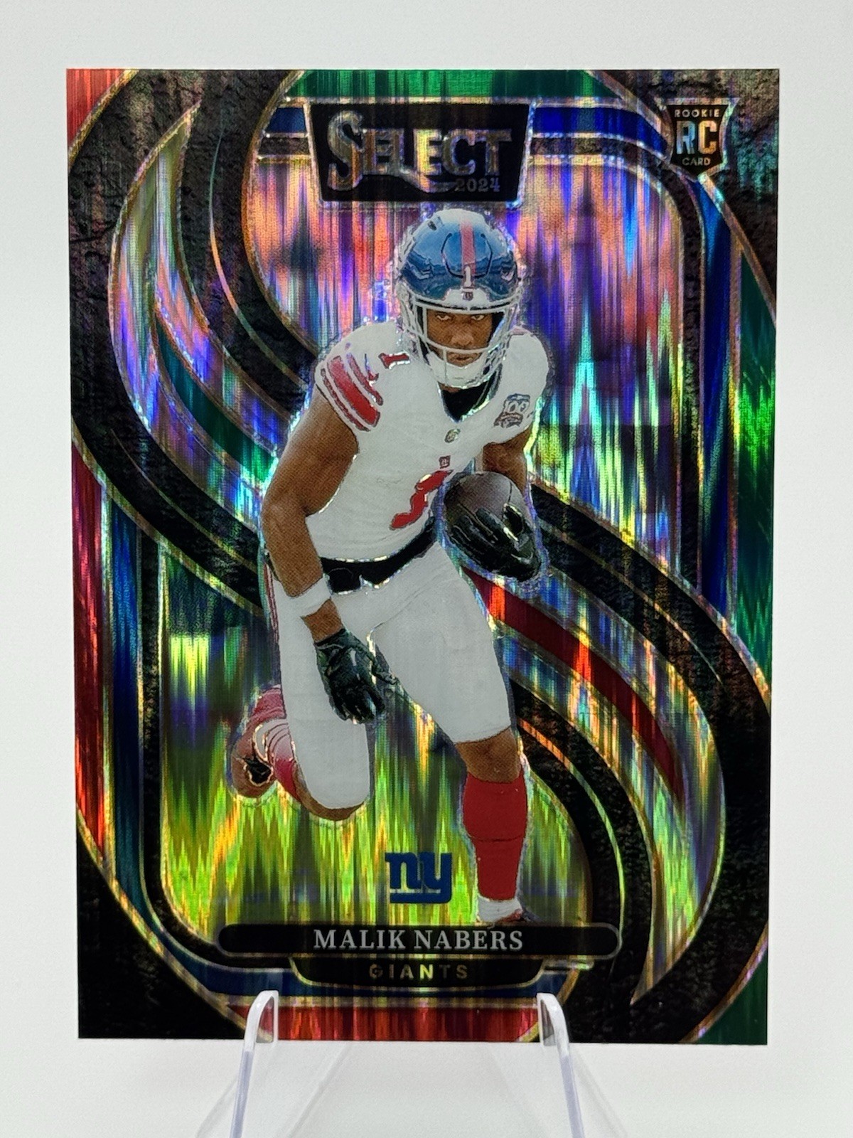 2024 Panini Select  Premier Level Malik Nabers #116 Red & Green Shock Prizm (RC)