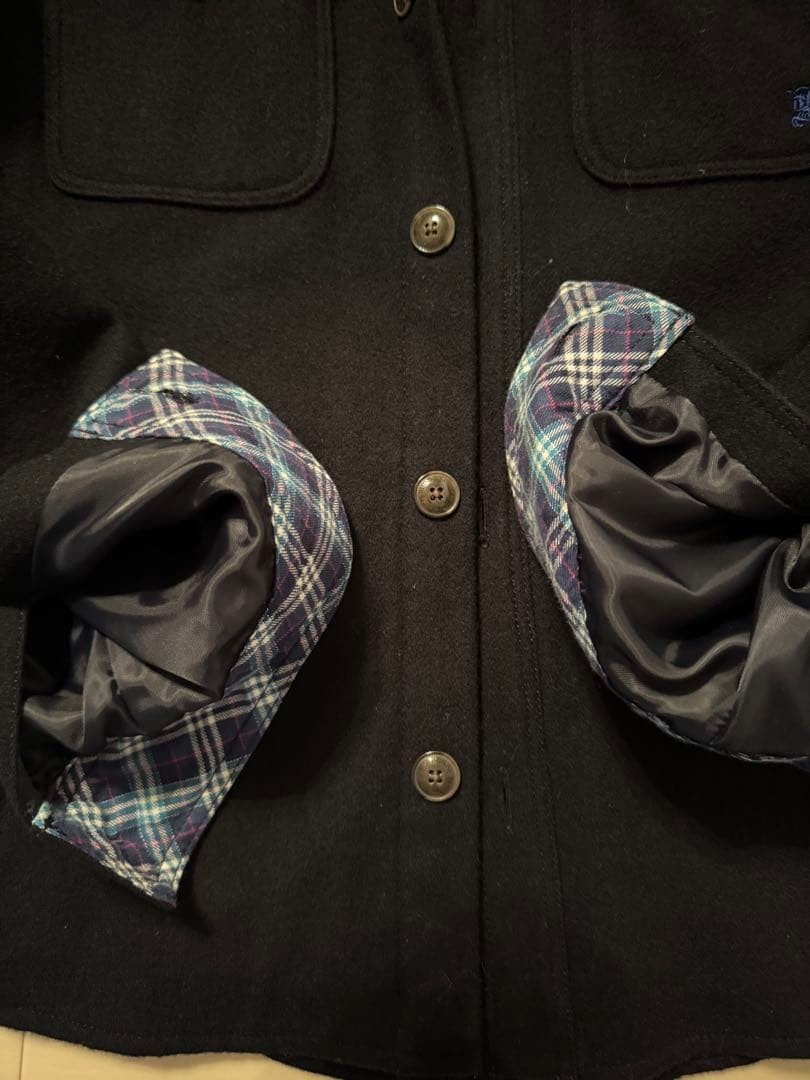 BURBERRY BLACK LABEL Black Wool Check Coat Size 2 From Japan thumbnail 13