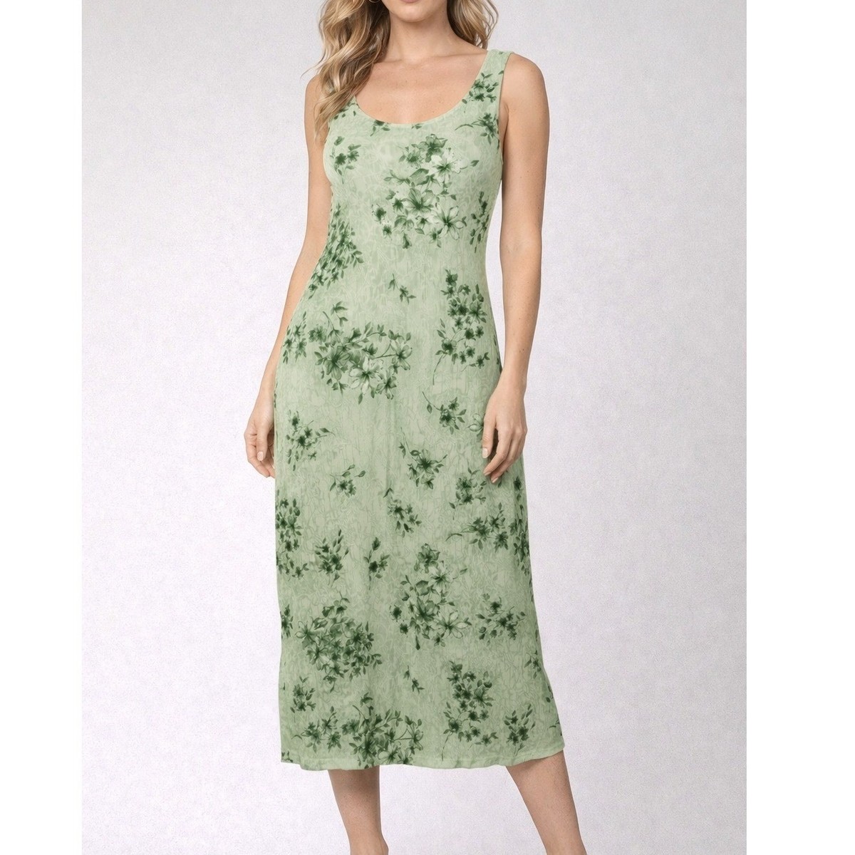 VTG 90s Green Floral Fairy Grunge Sheath Midi Dress Rayon Sleeveless Sz 8 |  eBay