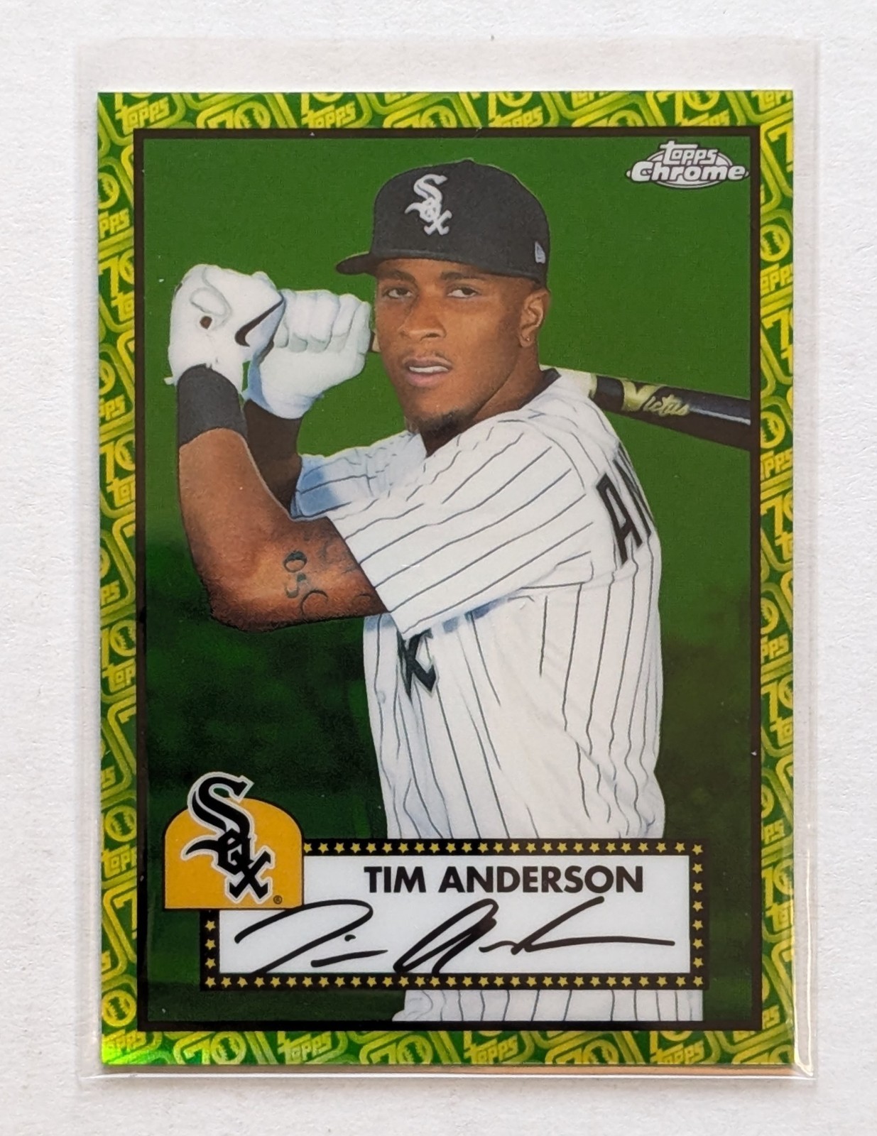 2021 Topps Chrome Platinum Tim Anderson Green & Yellow 70th Refractor /99 #328
