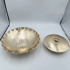 Arthur Armour Hammered Aluminum Wheat Pattern Bowl Set with Lid Mid-Century
