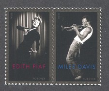 U.S. Scott# 4693a, Musicians Edith Piaf & Miles Davis, 2012 VF/XF MNH Stamp Pair
