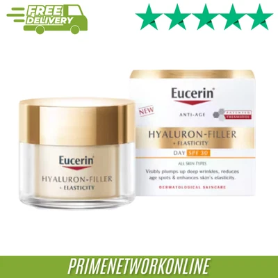 Eucerin Hyaluron-Filler + Elasticity Day Cream SPF30 – 50ml 100% ORIGINAL ⭐⭐⭐⭐⭐