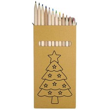 12 x 'Christmas Tree Outline' Long Colour Pencils PE00080707