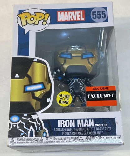 Funko Pop Iron Man Model 39 555 Glow in the Dark GID AAA Anime Exclusive