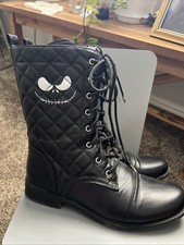 DISNEY NIGHTMARE BEFORE CHRISTMAS JACK SKELLINGTON QUILTED BLACK BOOTS Size 9