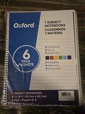 6 Pack Oxford 1 Subject Wide Ruled Notebooks