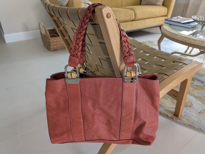 Authentic Gucci Bamboo Shopper Tote Purse   Pebbled Leather, Rust / Burnt Orange