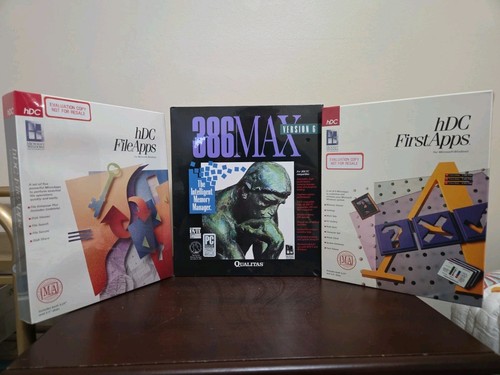 Vtg 90's IBM PC Big Box Software Lot New Sealed 386Max HDC File Apps First Apps