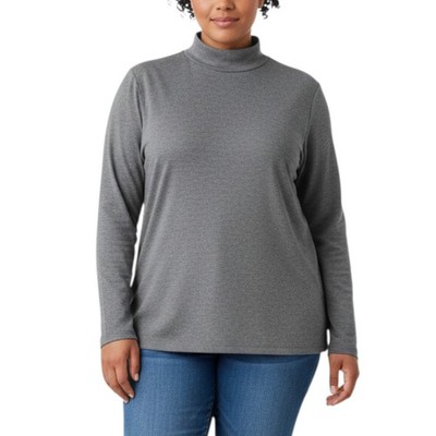 NEW St. John s Bay Essential Mock Neck Top Women s 2X   Gray   Long Sleeve   NWT