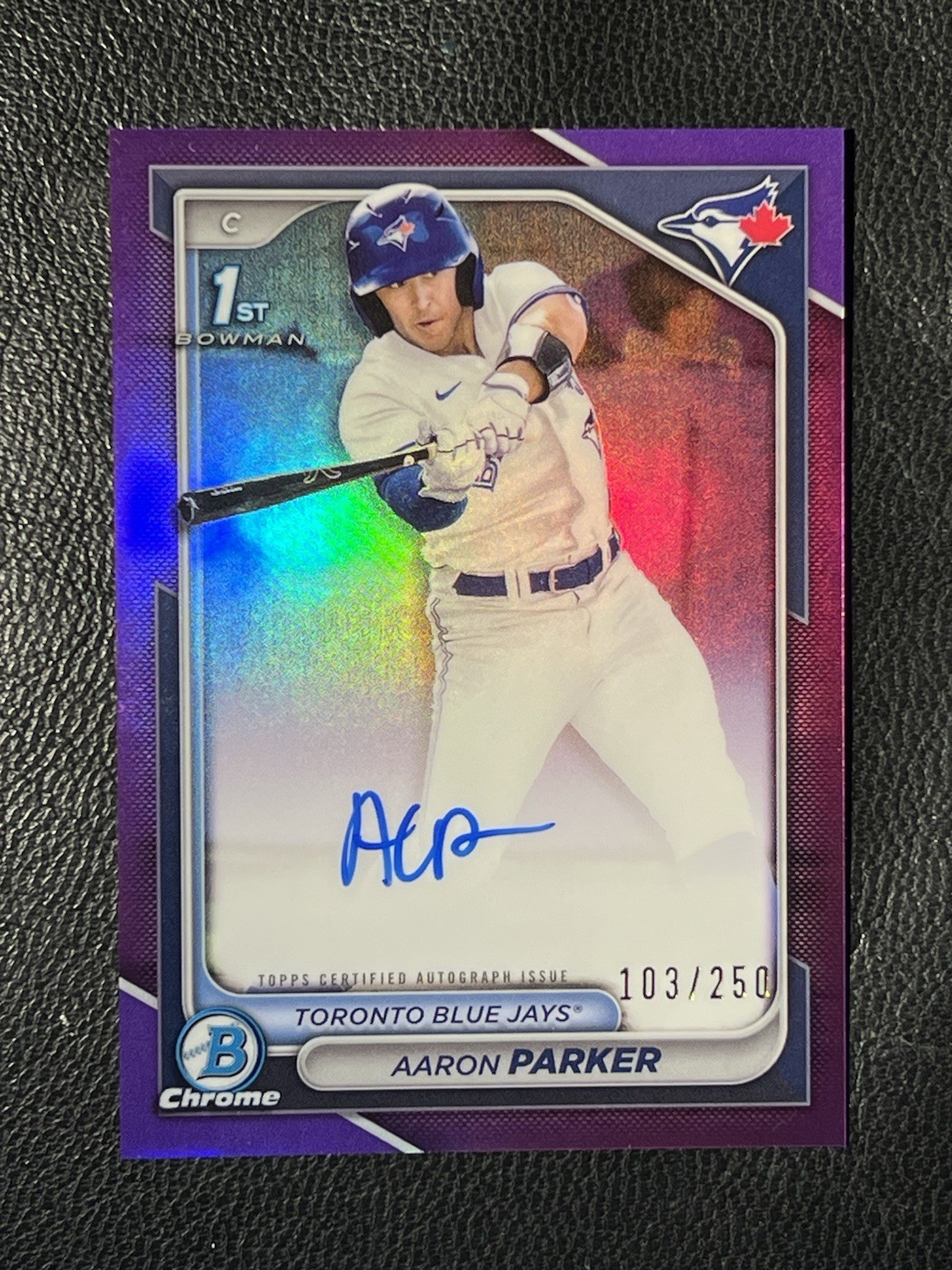 AARON PARKER 2024 Bowman Chrome Purple Refractor Auto 103/250 1st CPA-AP