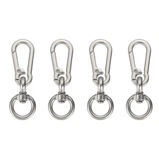 4Pcs Swivel Spring Snap Hook Clip, Zinc Alloy 2.52" Keychain Clip, Matt Silver