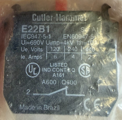 Eaton Cutler Hammer E22B1 Contact Block Series Kontaktblock NOS TOP!!!