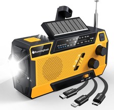 Emergency Solar Hand Crank Weather Radio 2000mAh Power Bank Charger Flash Light