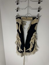 Black Tan Suede Western Full Chaps Fringe Silver Conchos Equine Show Riding