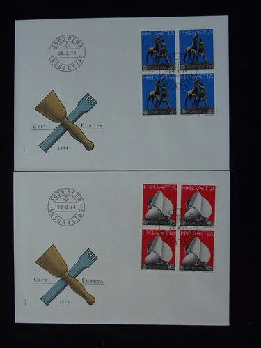 Europa Cept x2 FDC Switzerland 1974 (block of 4)