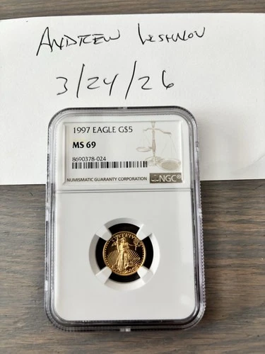 1997  US 1 /10 th oz Gold Eagle $5 NGC MS69