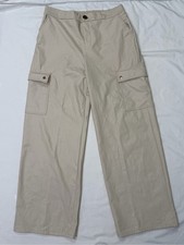 Women Haute Monde Faux Leather Cargo Pants Cream Color  Size X-Large