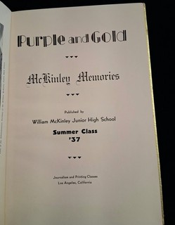 Purple & Gold 1937 Yearbook of McKinley Jr. High Los Angeles