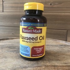 Nature Made Flaxseed Oil 1000mg 180 Softgels 500mg Omega-3 Heart Health 6/2027