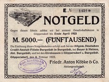G&ouml;ppersdorf - K&ouml;bke & Co. - 5 Tausend Mark - M&uuml;ller 1750.19 / B&uuml;hn 2052.18