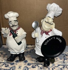 2 Vintage Italian Chef Figurine Restaurant Kitchen Decor 12  Bistro Statue