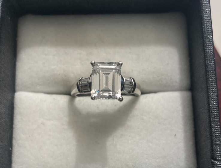 925 Emerald Cut Diamond Simulated Engagement Ring… - image 1