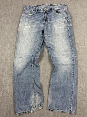 BKE Tyler Straight Jeans Men s 34S Light Wash Distressed 100% Cotton Denim