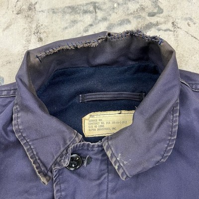 Vintage 60s US Navy N4 Blue Utility Deck Jacket Mens 40L Military