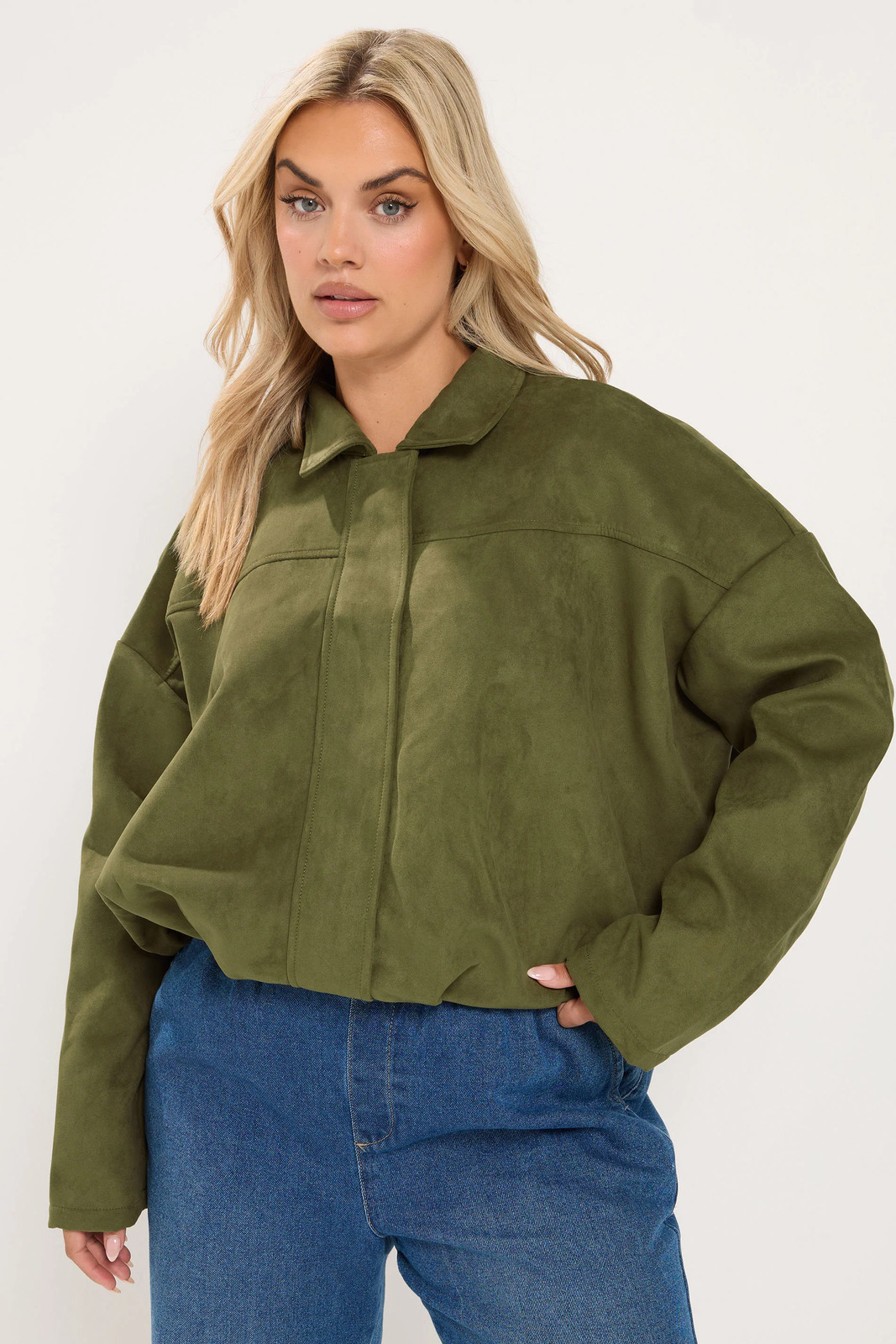 Yours Curve Women's Plus Size Suedette Bomber Jacket