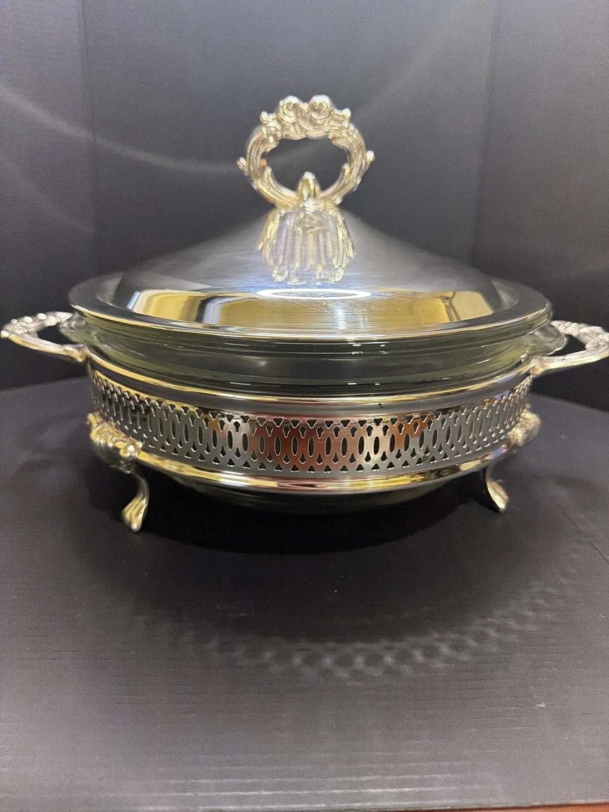 Leonard Silverplated Duo Server Chafing Dish w Lid Insert Pie Plate